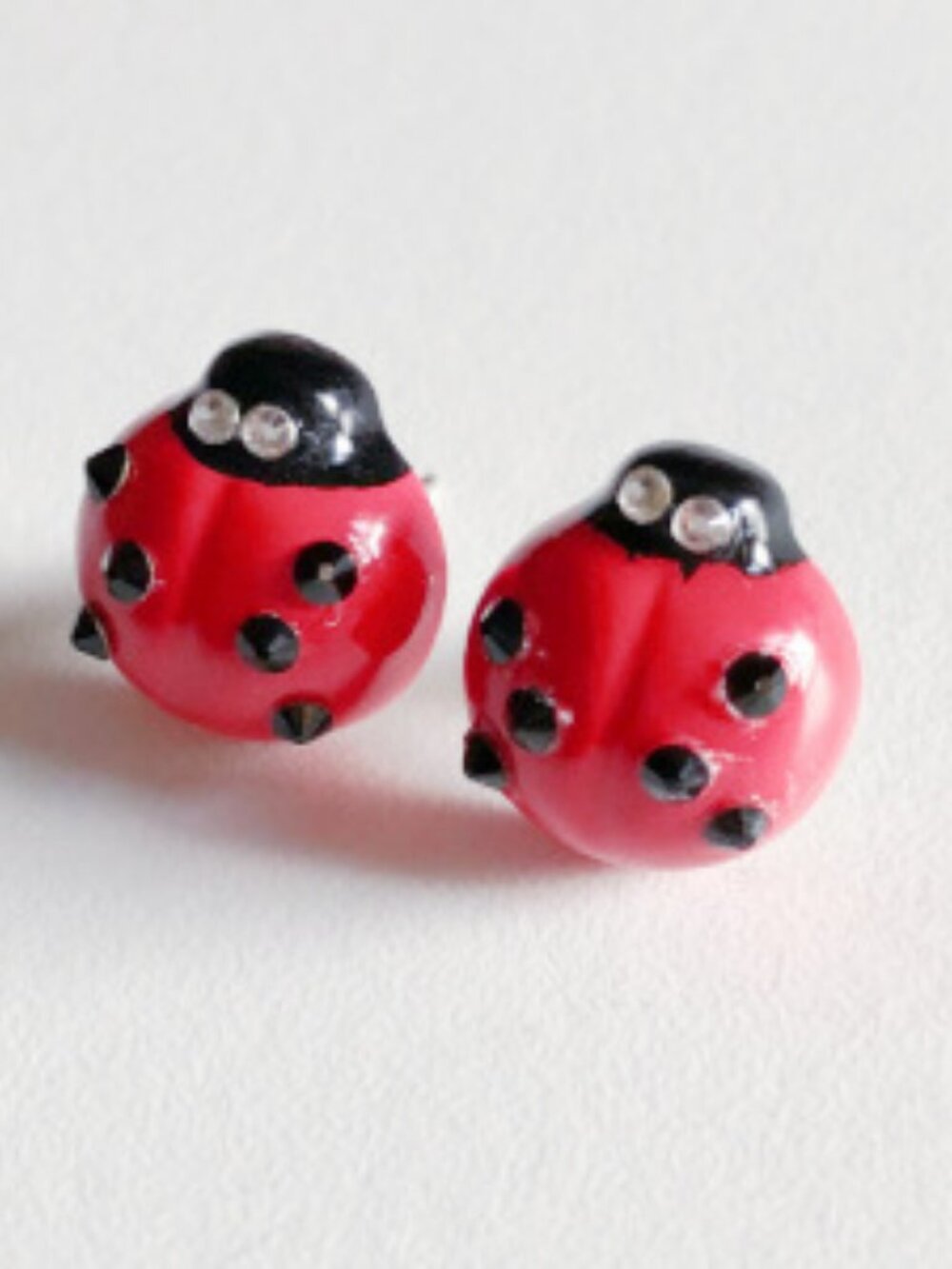 Red Lady Bug Stud Earrings